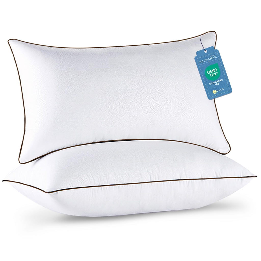 JOLLYVOGUE Pillows Standard Size Set of 2, Cooling and Firm Pillows with Oeko-Tex Certified Down Alternative Filling for Side, Back, and Stomach Sleepers, Hotel Collection