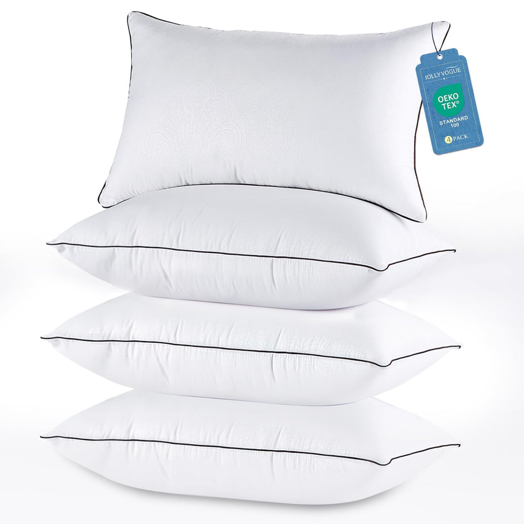 JOLLYVOGUE Pillows Standard Size Set of 2, Cooling and Firm Pillows with Oeko-Tex Certified Down Alternative Filling for Side, Back, and Stomach Sleepers, Hotel Collection