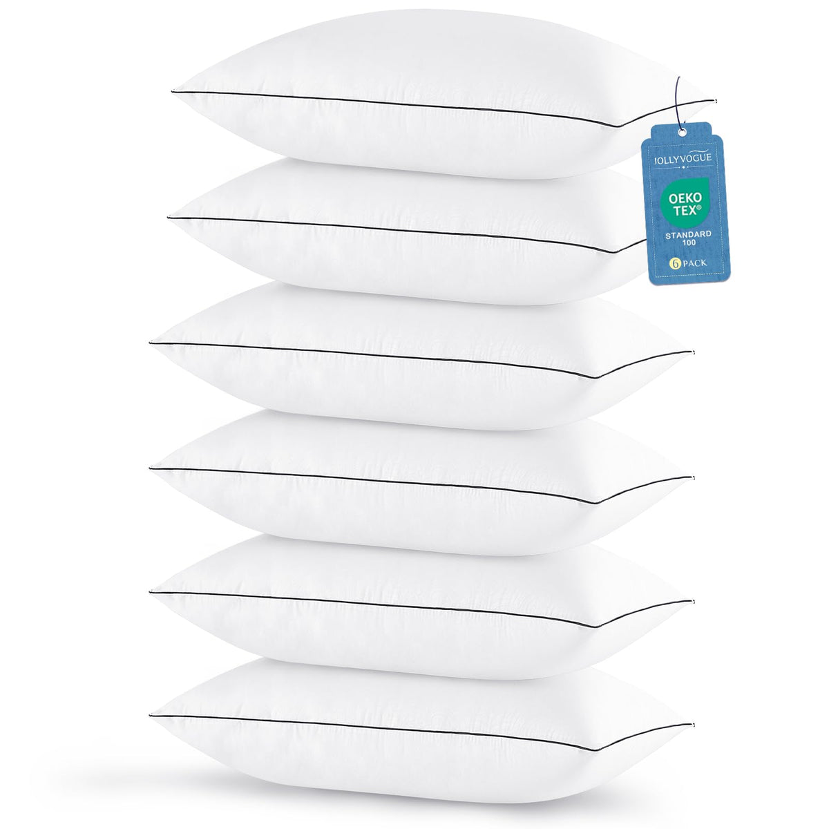 JOLLYVOGUE Pillows Standard Size Set of 2, Cooling and Firm Pillows with Oeko-Tex Certified Down Alternative Filling for Side, Back, and Stomach Sleepers, Hotel Collection