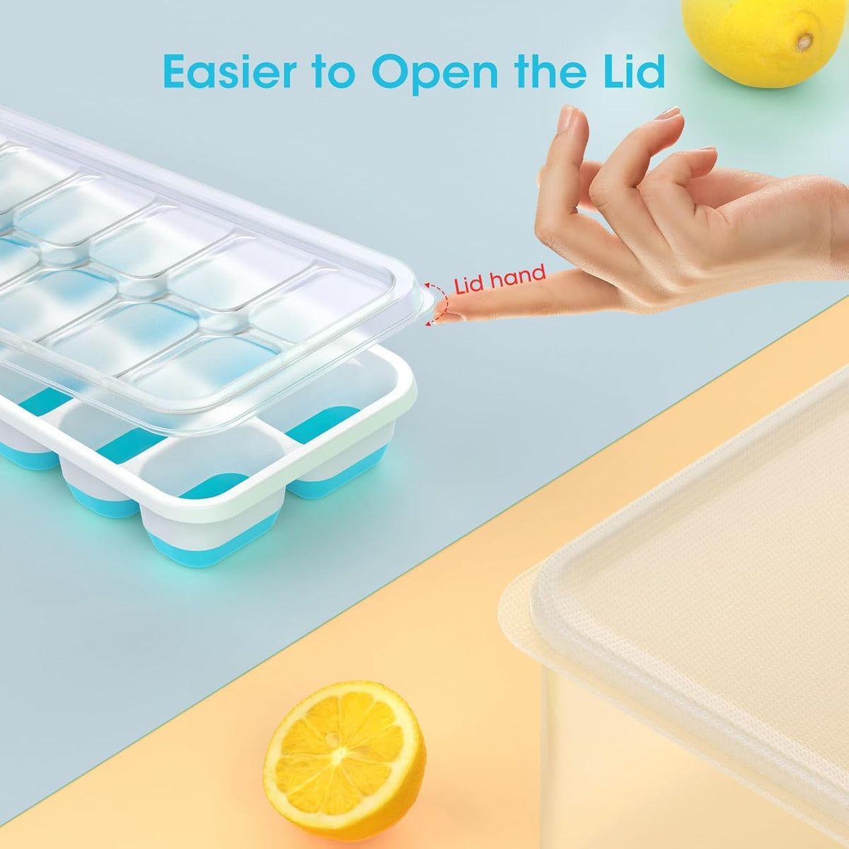 DOQAUS Ice Cube Tray with Lid and Bin,4 Pack Ice Cube Trays for Freezer