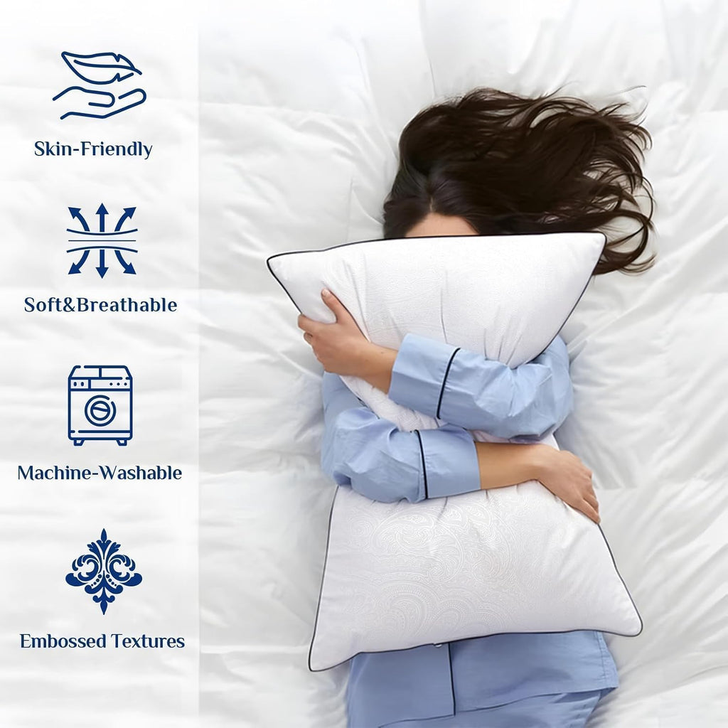 JOLLYVOGUE Pillows Standard Size Set of 2, Cooling and Firm Pillows with Oeko-Tex Certified Down Alternative Filling for Side, Back, and Stomach Sleepers, Hotel Collection