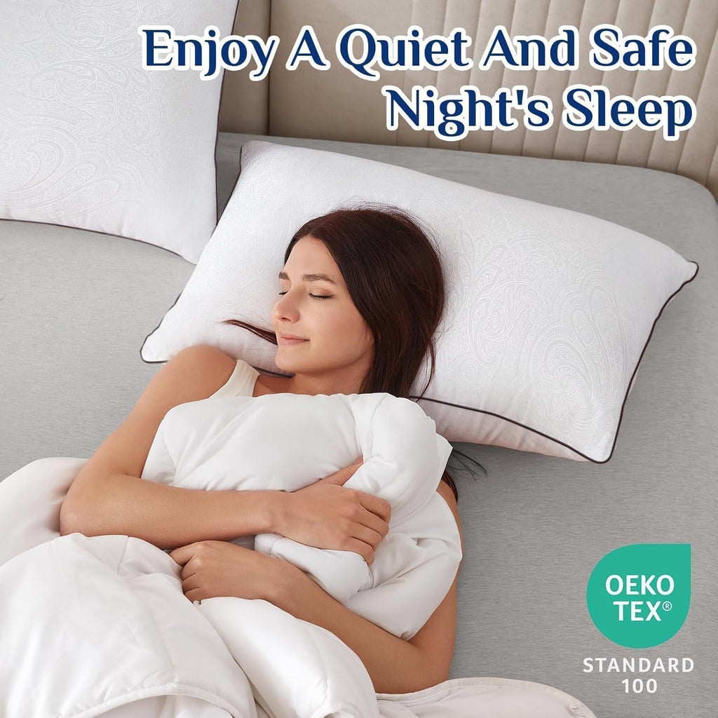 JOLLYVOGUE Pillows Standard Size Set of 2, Cooling and Firm Pillows with Oeko-Tex Certified Down Alternative Filling for Side, Back, and Stomach Sleepers, Hotel Collection