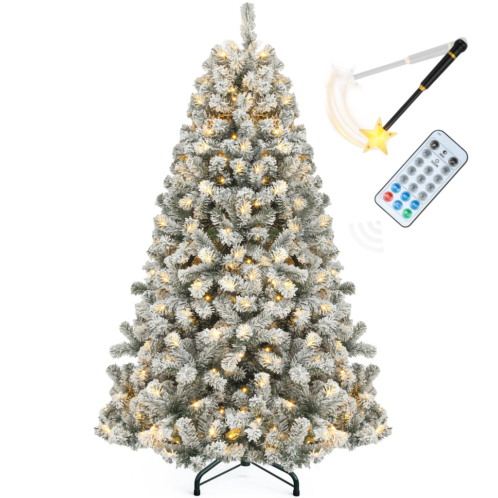 YITAHOME 6ft Prelit Green Artificial Hinged Christmas Tree with Remote