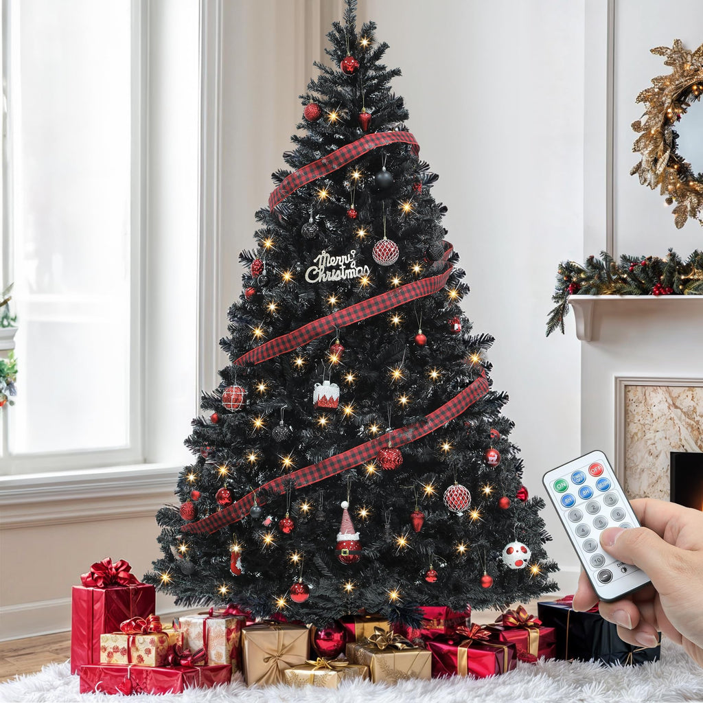 YITAHOME 6ft Prelit Green Artificial Hinged Christmas Tree with Remote