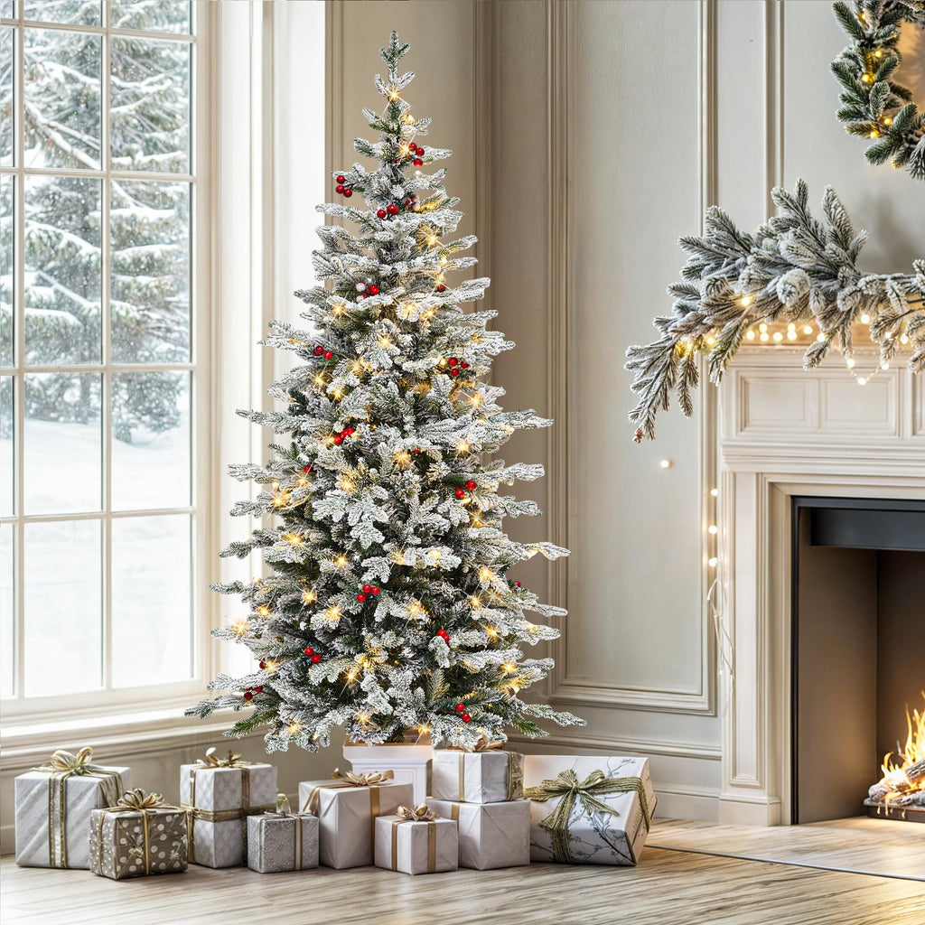 YITAHOME 6ft Prelit Green Artificial Hinged Christmas Tree with Remote